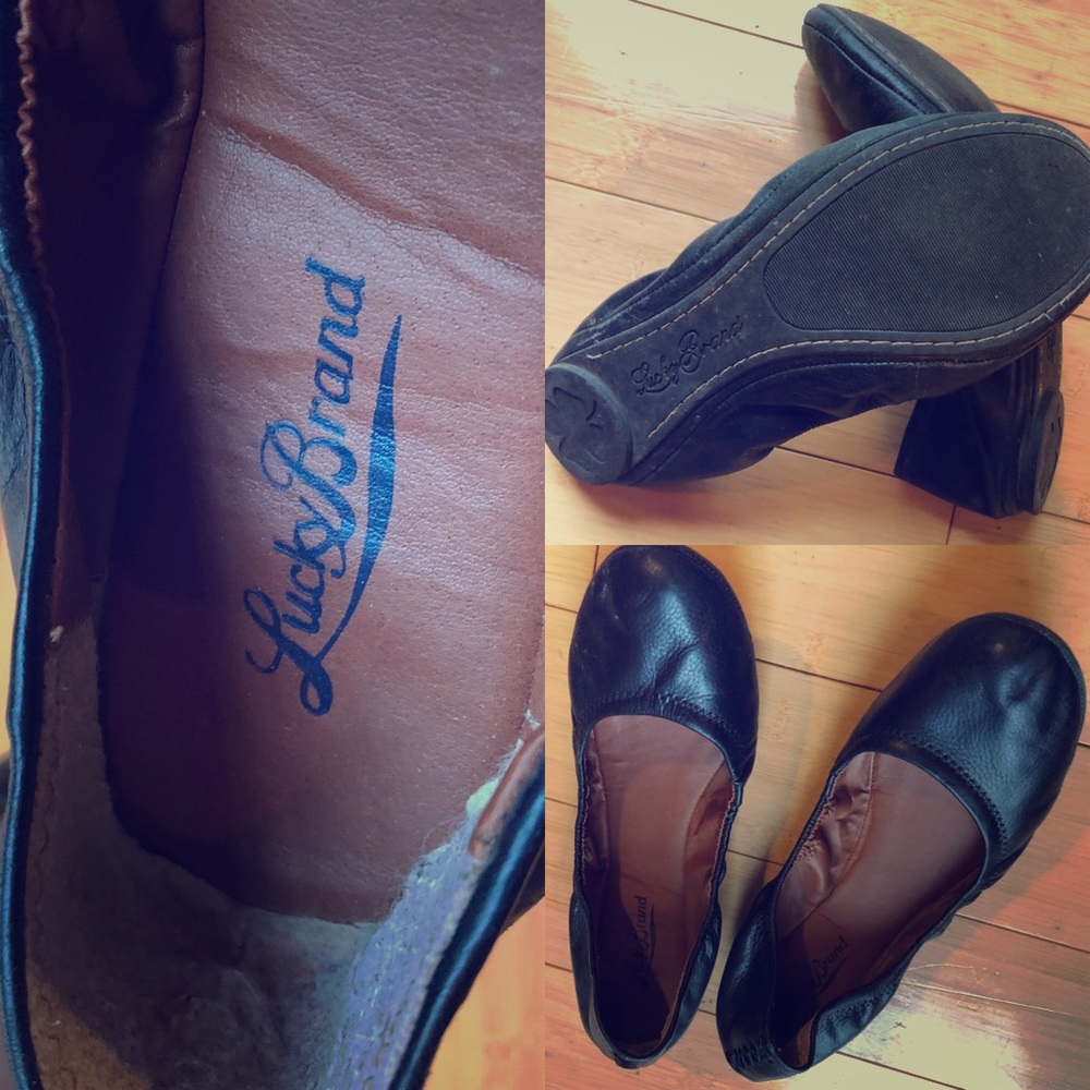 Black leather flats